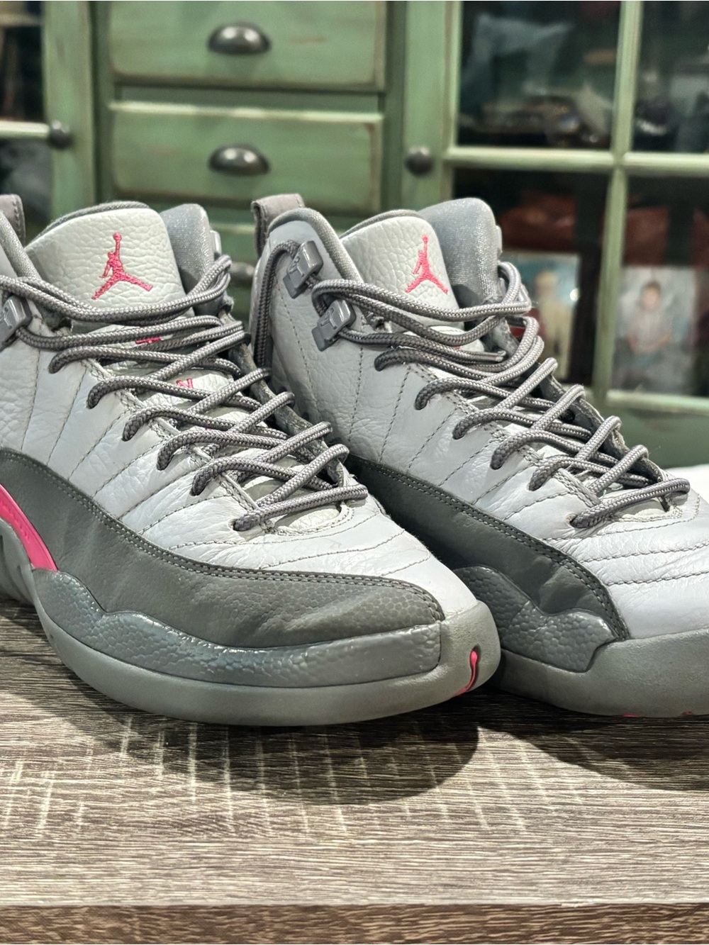 Jordan Women's Grey & Pink High-Top Sneakers